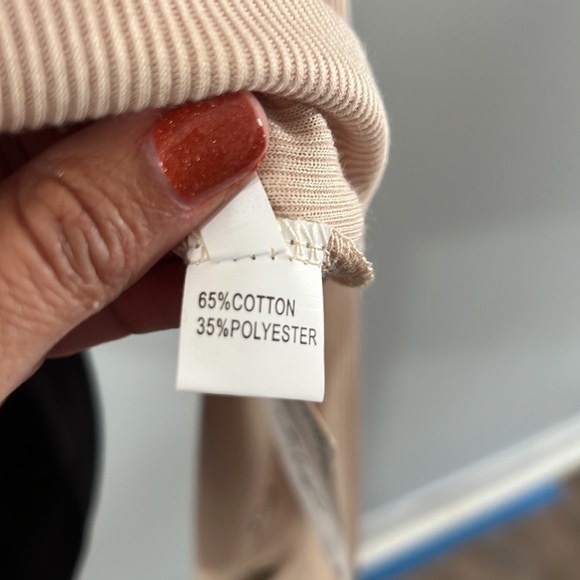 La Mode Cream Beige Lightweight Ribbed High Neck Turtle Neck Blouse size 2XL NWT - Picture 7 of 8